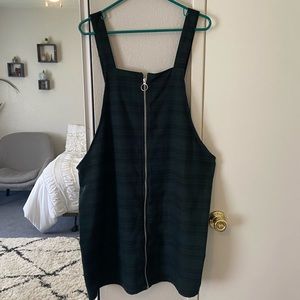 forest green zip up overall dress